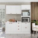 Ver imagem 1 de Cozinha Pérola com Rodapé e Tampo 3 Peças Aéreo 3 Portas e Balcão 2 Gavetas 3 Portas e Torre Quente Yescasa Branco