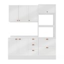 Ver imagem 3 de Cozinha Pérola com Rodapé e Tampo 3 Peças Aéreo 3 Portas e Balcão 2 Gavetas 3 Portas e Torre Quente 