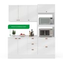 Ver imagem 5 de Cozinha Pérola com Rodapé e Tampo 3 Peças Aéreo 3 Portas e Balcão 2 Gavetas 3 Portas e Torre Quente Yescasa Branco