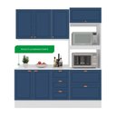 Ver imagem 5 de Cozinha Pérola com Rodapé e Tampo 3 Peças Aéreo 3 Portas e Balcão 2 Gavetas 3 Portas e Torre Quente Yescasa Azul/Branco
