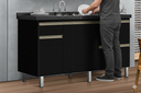 Ver imagem 4 de Gabinete Cozinha Mdf 1,44m Elegance com 5 Pés e Amplo Espaço:preto
