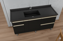 Ver imagem 3 de Gabinete Cozinha Mdf 1,44m Elegance com 5 Pés e Amplo Espaço:preto