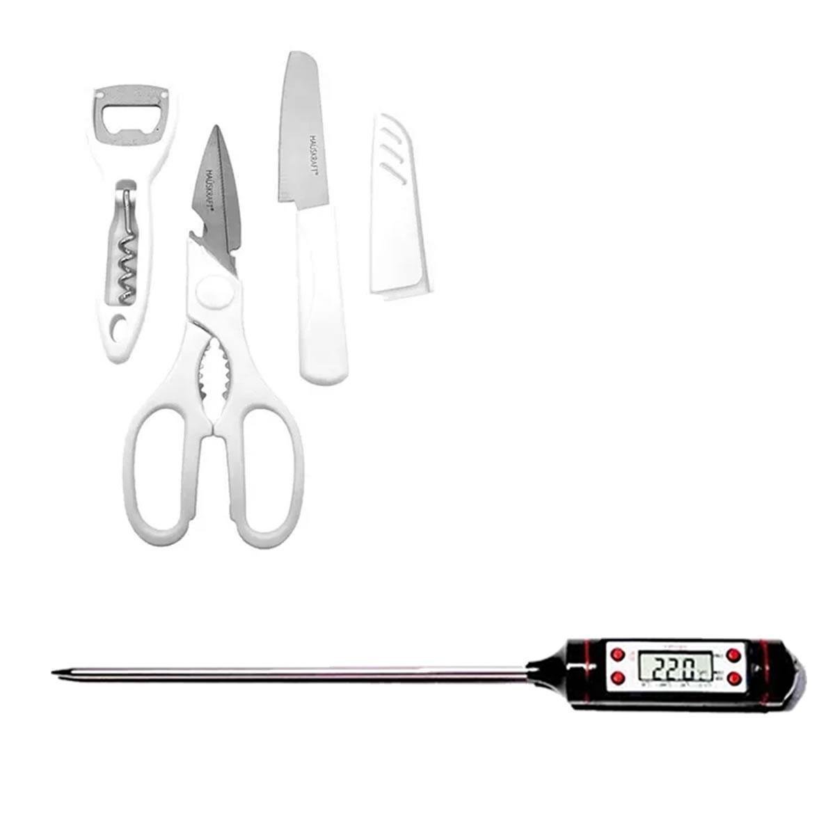 Conjunto Culinário Tesoura Faca + Termômetro Digital - 1
