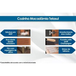 Cozinha Modulada Telasul Thela Macadâmia Thela Macadâmia 5 Peças (2aéreos+2balcões+1paneleiro) - 2