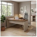 Ver imagem 6 de Mesa em L (Mesa 1,50m + Mesa Auxiliar) s/ Gavetas (Tampo 40mm) Nogal Sevilha/Champanhe 34323