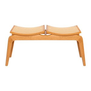 Banco Ricco 2 Lugares Madeira com Assento em Palhinha Amêndoa