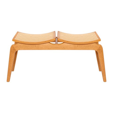 Banco Ricco 2 Lugares Madeira com Assento em Palhinha Amêndoa