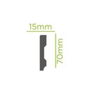 Ver imagem 3 de Kit com 30 Barras Rodapé de Poliestireno 7cmX15mm Liso Wood 72m