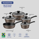 Ver imagem 3 de Jogo de Panelas Sicília 5 Peças Alumínio Avelã Tramontina 20499615