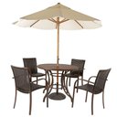 Ver imagem 1 de Kit 4 Cadeiras Fibra Tabaco, Mesa Marrom E Bege