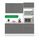Ver imagem 5 de Cozinha Pérola com Rodapé e Tampo 3 Peças 190 cm Yescasa Cinza