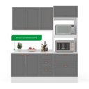Ver imagem 5 de Cozinha Pérola com Rodapé e Tampo 3 Peças Aéreo 3 Portas e Balcão 2 Gavetas 3 Portas e Torre Quente 
