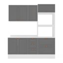 Ver imagem 3 de Cozinha Pérola com Rodapé e Tampo 3 Peças Aéreo 3 Portas e Balcão 2 Gavetas 3 Portas e Torre Quente 