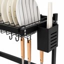 Ver imagem 4 de Escorredor Louca Suspenso Gigante Rack Organizador Pia Bancada Cozinha Porta Pratos Talheres Preto