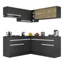 Ver imagem 3 de Armário de Cozinha Completa de Canto com Rodapé Veneza Multimóveis Mp2097.898 Preto/branco