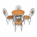 Ver imagem 1 de Conjunto Mesa Redonda em Madeira de Demolição e 4 Cadeiras com Detalhes em Ferro Sudeste Rústico