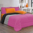 Ver imagem 2 de Kit Edredom Malha 100% Algodão Urbano 3 Peças Casal - Pink-mescla-preto