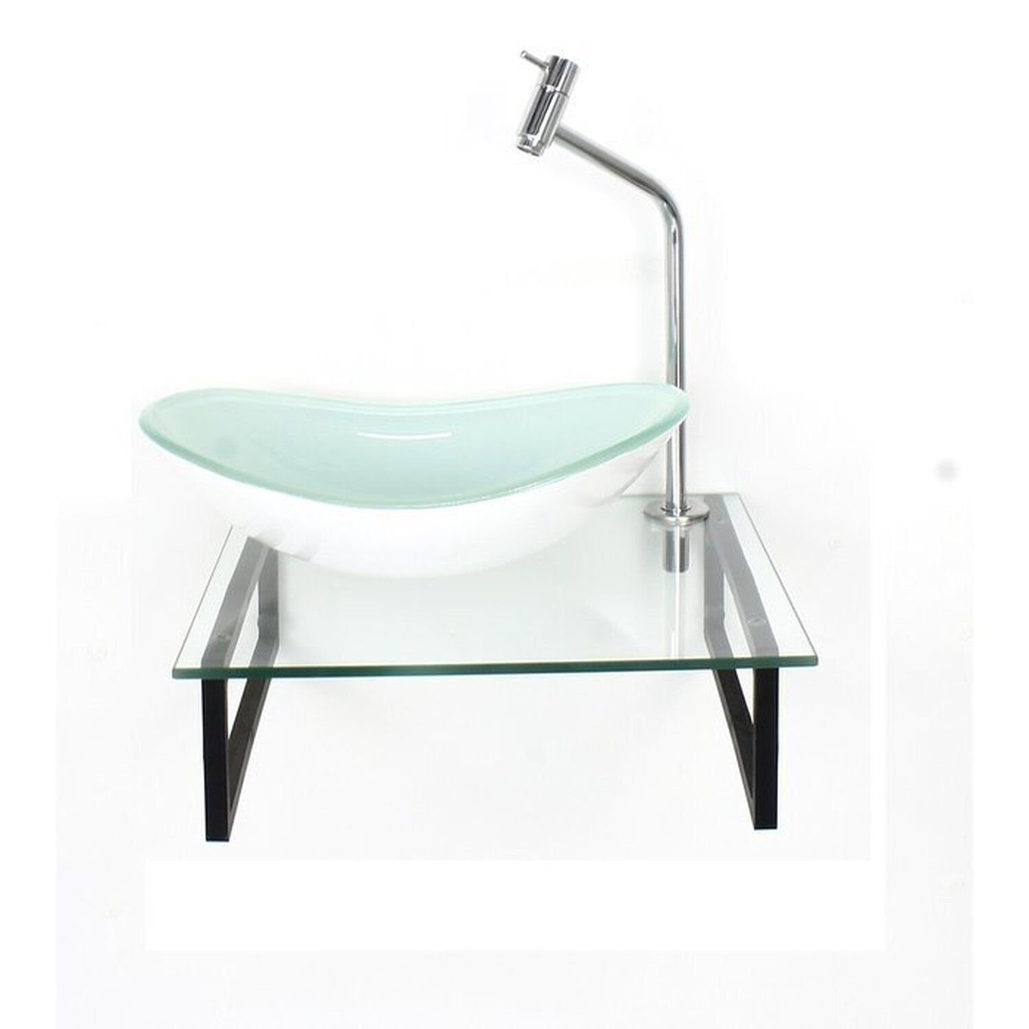 Kit Cuba de Vidro Oval 10cm com Tampo 40cm e Suporte - 1