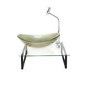 Ver imagem 1 de Kit Cuba de Vidro Oval 10cm com Tampo 40cm e Suporte