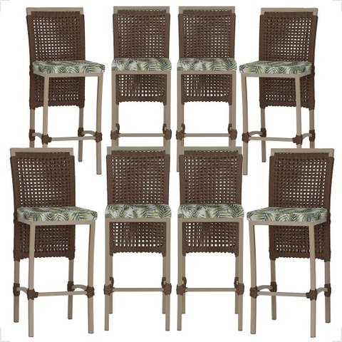 8 Banqueta em Alumínio Roma Fendi Corda Náutica Tecido 5