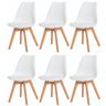 Kit 6 Cadeiras com Assento Estofado de Jantar Cozinha Saarinen Leda Design Branca Base Madeira - 1