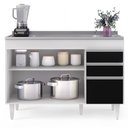Ver imagem 3 de Balcão Gabinete com Pia Inox 120cm Michigan Branco/Preto - Lumil Lumil Móveis