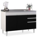 Ver imagem 7 de Balcão Gabinete com Pia Inox 120cm Michigan Branco/Preto - Lumil Lumil Móveis
