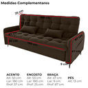 Ver imagem 4 de Sofa Cama 2 Lugares 200cm Pillar Veludo E405 Marrom Milani Store