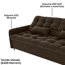 Ver mais imagens de Sofa Cama 2 Lugares 200cm Pillar Veludo E405 Marrom Milani Store