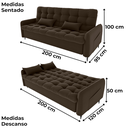 Ver imagem 3 de Sofa Cama 2 Lugares 200cm Pillar Veludo E405 Marrom Milani Store