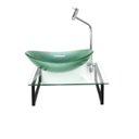 Ver imagem 1 de Kit Cuba de Vidro Oval 10cm com Tampo 40cm e Suporte