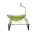 Ver imagem 1 de Kit Cuba de Vidro Oval 10cm Tampo 40cm com Suporte Torneira Válvula