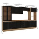 Ver imagem 3 de Cozinha Modulada 6 Peças Aéreos, Balcões, Cristaleira e Tampo Conecta Frise Yescasa Cinamomo/Preto