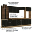 Ver imagem 5 de Cozinha Modulada 6 Peças Aéreos, Balcões, Cristaleira e Tampo Conecta Frise Yescasa Cinamomo/Preto