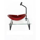 Ver imagem 1 de Kit Cuba de Vidro Oval 10cm com Tampo 40cm e Suporte