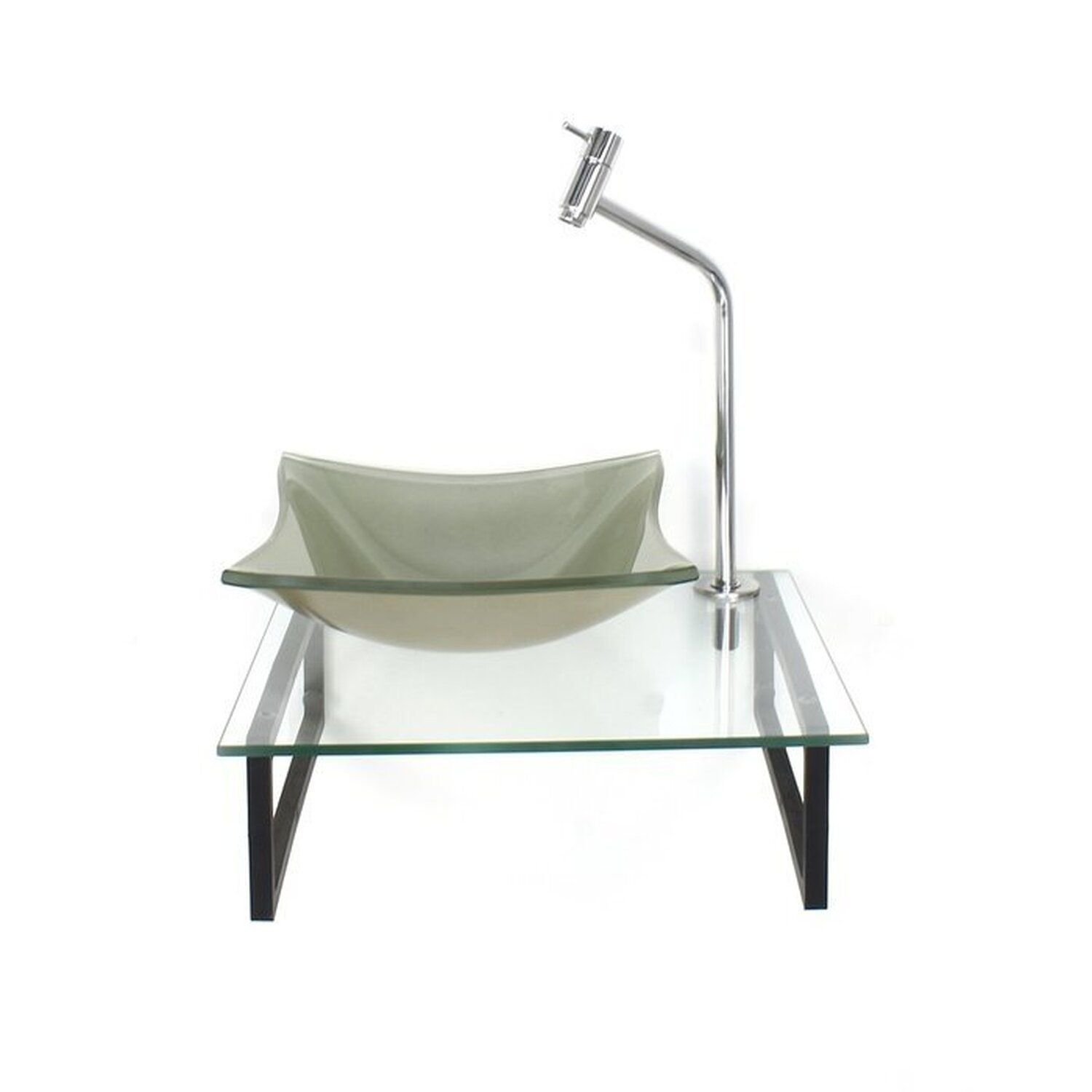Kit Cuba de Vidro Quadrada 10cm com Tampo 40cm e Suporte - 1