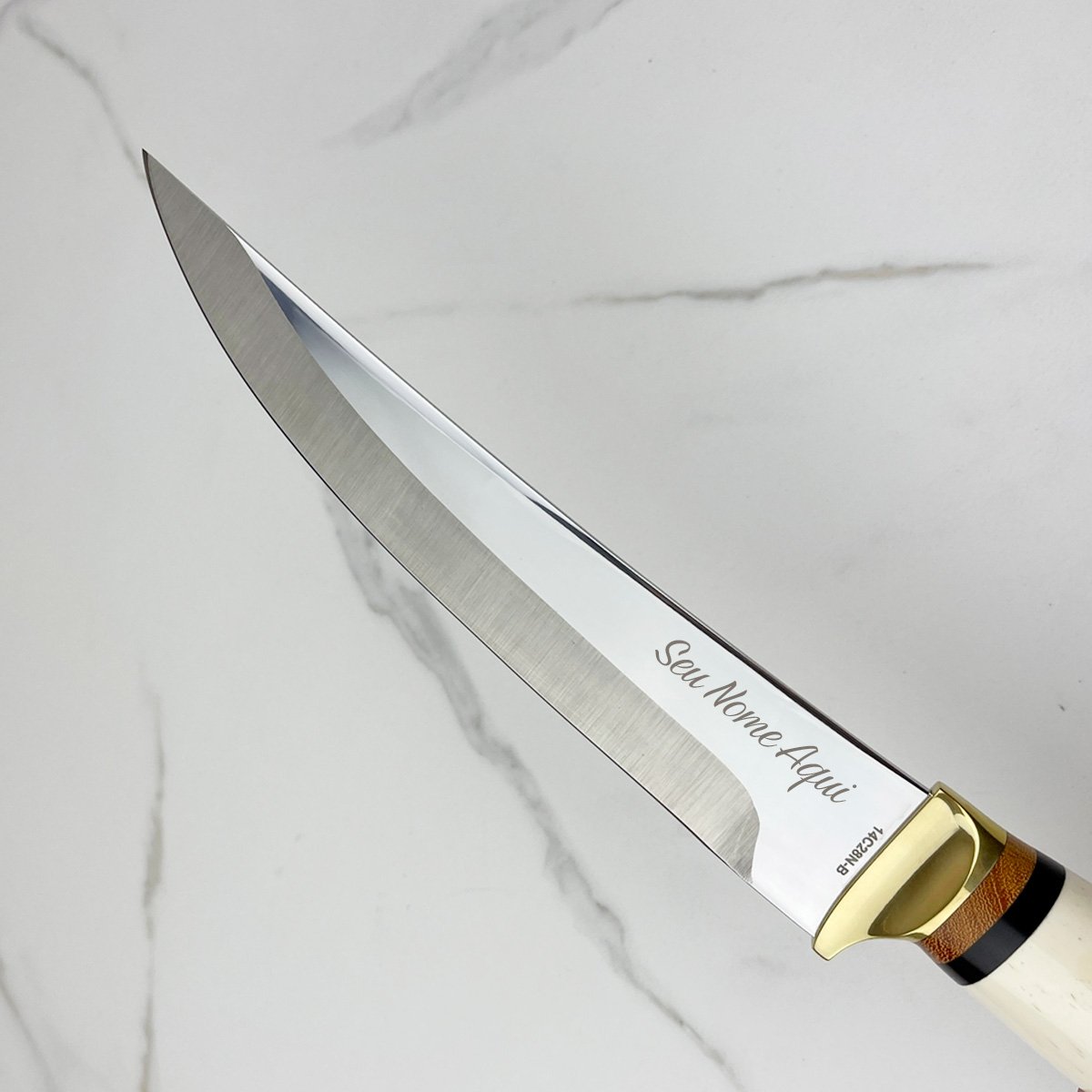 Faca Zakharov Picanheira Pata de Cavalo 8" Personalizada Faca Zakharov Picanheira Cabo Osso Pata de  - 8