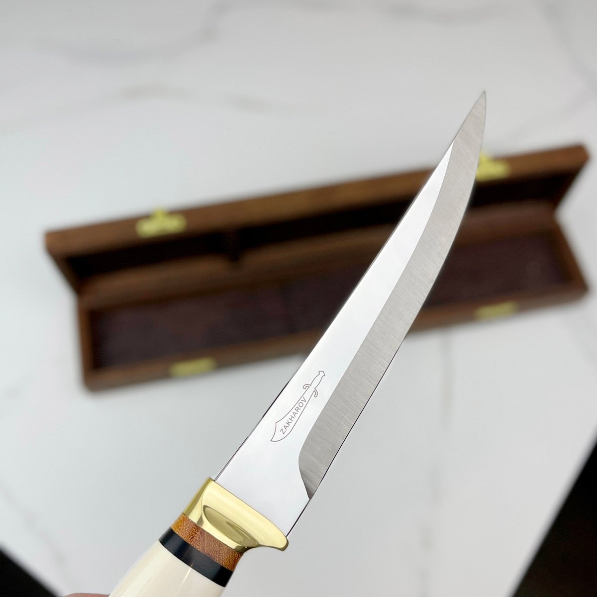 Faca Zakharov Picanheira Pata de Cavalo 8" Personalizada Faca Zakharov Picanheira Cabo Osso Pata de  - 3