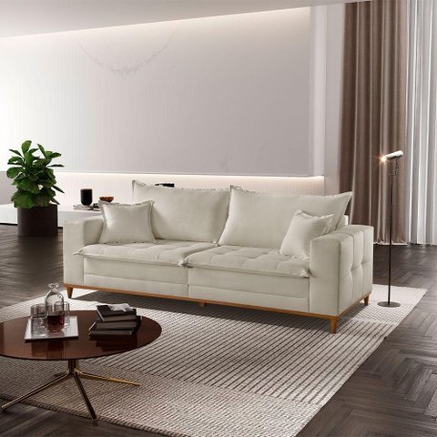 Sofá Matrix 02 Módulos de 100cm B25cm Meu Sofá Online A302 Linho Branco