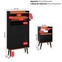 Ver imagem 5 de Kit Sapateira Vertical 3 Gavetas Basculantes Dark 2 Mesinhas Quarto Nicho Dream Preto/Cinamomo