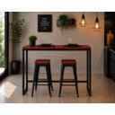 Ver imagem 2 de Mesa Jantar Aparador Bancada Alta Industrial 190x80cm Tampo Vermelho Pés Preto