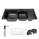 Ver imagem 1 de Cuba Pia Dupla com Lixeira para Cozinha Gourmet na Cor Preta em Aço Inox 201 - Tubrax