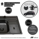 Ver imagem 6 de Cuba Pia Dupla com Lixeira para Cozinha Gourmet na Cor Preta em Aço Inox 201 - Tubrax