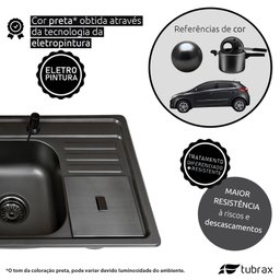 Cuba Pia Dupla com Lixeira para Cozinha Gourmet na Cor Preta em Aço Inox 201 - Tubrax - 6