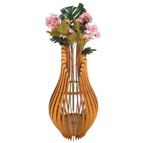 Vaso de Chão Decorativo Grande Andromeda Mdf:mdf Cru/85x30cm