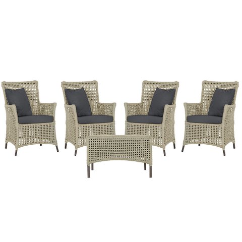 4 Poltronas e 1 Mesa Igapó em Alumínio Pintura Marrom Corda Náutica Estofado 11