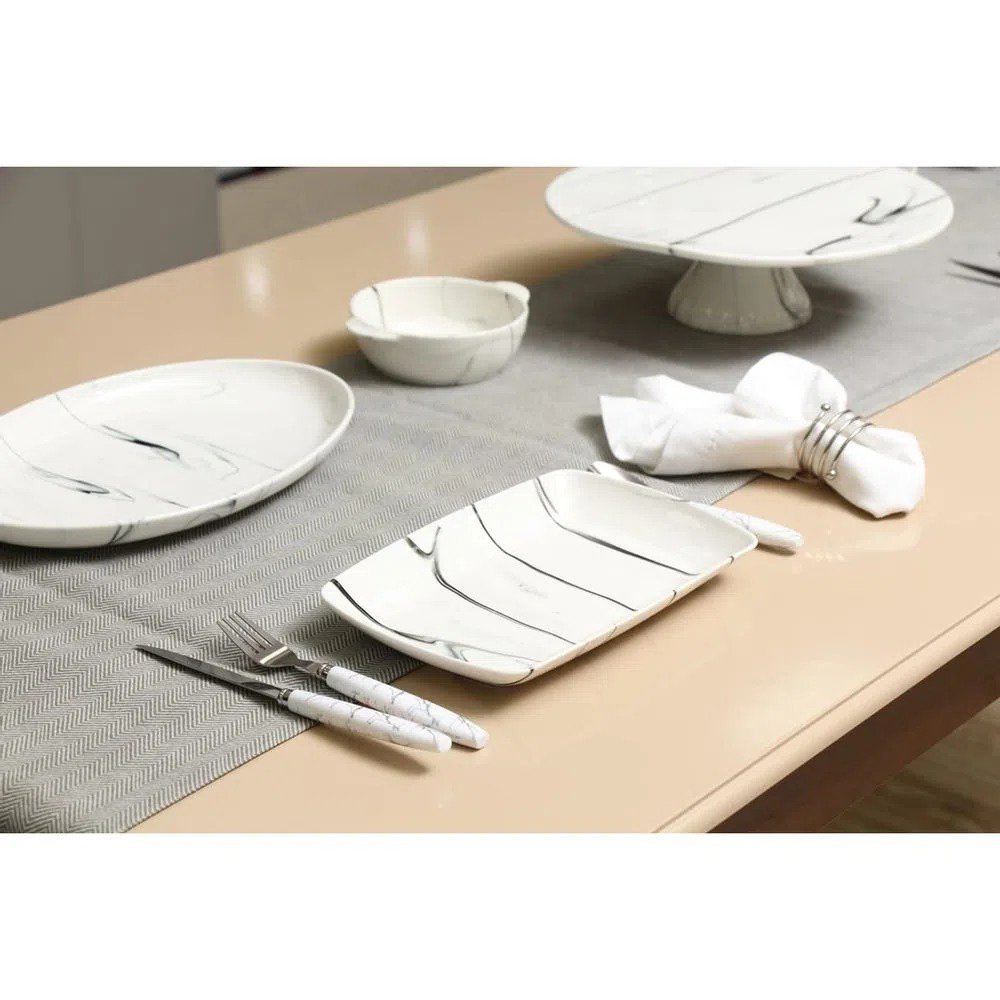 CJ 4 Travessas Ovais Em Porcelana Marble - Dana Decor - 2