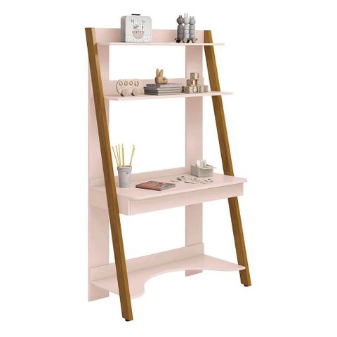 Escrivaninha com Estante Infantil Noah Nozes e Rosa Fosco – 95cm