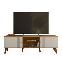Rack Bancada Denver 160cm Nature/off White para Tv até 65” - Peternella Móveis - 1
