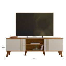 Rack Bancada Denver 160cm Nature/off White para Tv até 65” - Peternella Móveis - 4